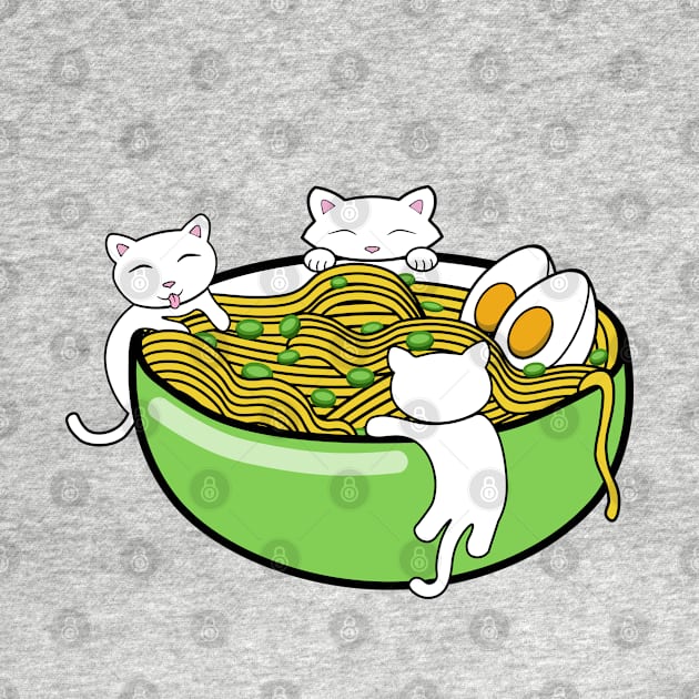 Tasty ramen noodle soup in a green bowl by Purrfect